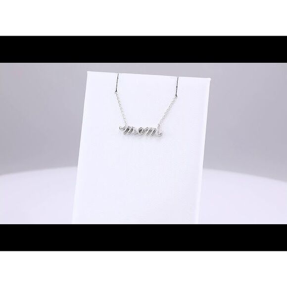 Kazi Luxury 14K White Gold Petite Mom Script 18 Necklace